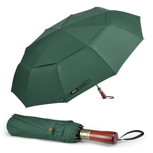 G4Free 54 Inch Large Windproof Golf Umbrella Compact Umbrellas for Rain - color: Dark Green