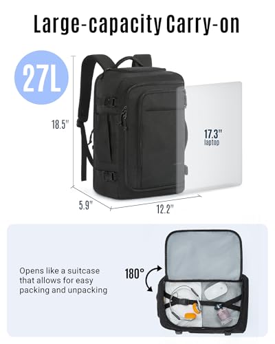 LIGHT FLIGHT Travel Backpack, TSA Friendly Carry On Backpack Brown | Water-resistant Lightweight Business Large Weekender Bag Casual Daypack 17.3" Laptop Backpack for Men Women, - color: 04-champagne