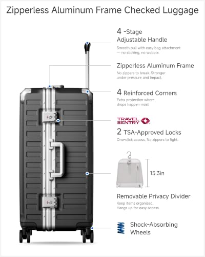 LUGGEX 2-Piece Zipperless Luggage Set, 20/24 Inch, Charcoal Metallic - color: Charcoal Metallic, size: 2 Piece Set（20/24）