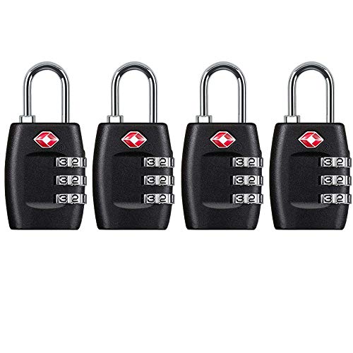 TSA Approved Luggage Lock,3 Digit Small Combination Padlock for Travel Suitcase (Black)
