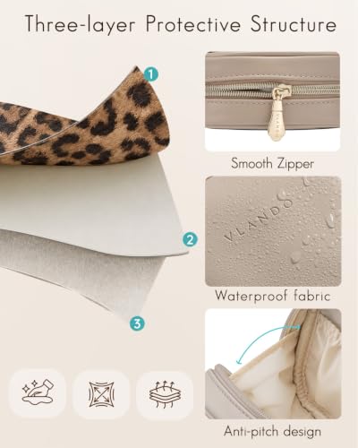 VLANDO Mini Makeup Bag for Purse,Slip-in Pocket,Leopard,Toffee - color: Mini-Leopard Toffee