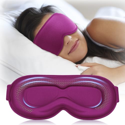 FACEMOON 3D Blackout Weighted Sleep Mask for Women, Relaxation Gift for Mom | Bedtime routine, self-care, long flights, deep cups, zero pressure, lash-friendly, adjustable strap, quiet relaxation moments - color: Purple