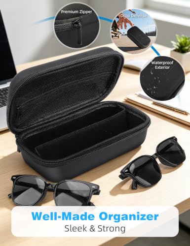 Jiunai Double Smart Glasses Case Zipper Travel Portable Organizer AI Glass - color: Black