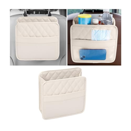 Mandark PU Leather Car Seat Back Organizer, Beige - color: Beige