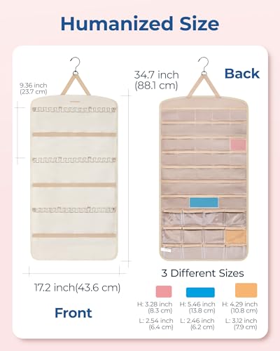 BAGSMART Hanging Jewelry Organizer, Necklace Holder, Extra Large Beige - color: Beige, size: X-Large - Standard