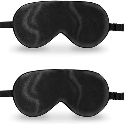 ZIMASILK Adjustable 100% Mulberry Silk Sleep Mask - color: 2 Pack - Black