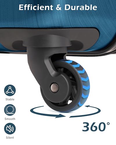 Coolife Medium Checked Luggage Hardside Suitcase with Spinner Wheels, 24in - color: Caribbean Blue, size: Medium Checked(24in)