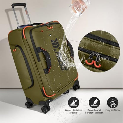 22" Softside Upright Luggage w/Front Open,Waterproof - color: Green, size: Carry-On 22-Inch