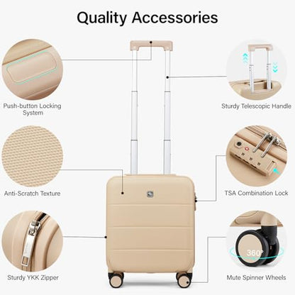 Hanke Underseat Carry On Luggage with Wheels, Hardside Small Suitcase - color: Cuba Sand, size: 16 Inch