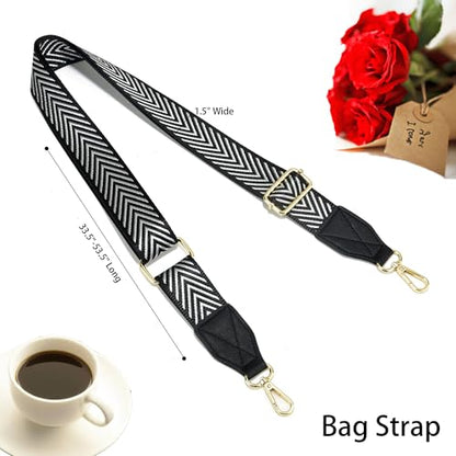 LEMEDE Purse Strap Replacement Crossbody 1.5" Wide Shoulder Strap Adjustable Straps Handbag Strap Replacement Belts - color: Black-38g-pattern-004
