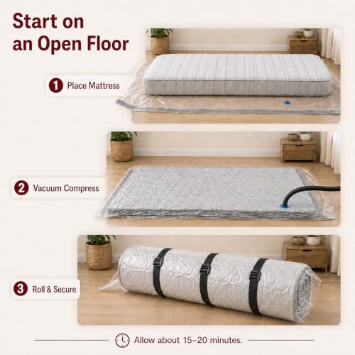 Mattress Vacuum Bag with Straps for Moving & Storage, Twin/Twin XL - size: Twin/Twin XL