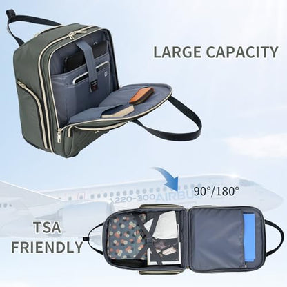 VANKEAN 16" Underseat Rolling Suitcase Travel Business Lightweight - color: Gold Army Green