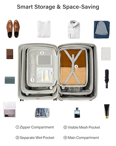 Hanke Expandable Luggage Sets 3 Piece, 20/24/28 Inch Hard Shell Suitcase - color: Smoke White, size: 20+24+28 Inch EXT