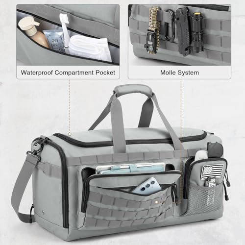 G4Free 3-in-1 Duffle Bag Travel Gym Sports, Large Tactical Duffel Backpack - color: Grey