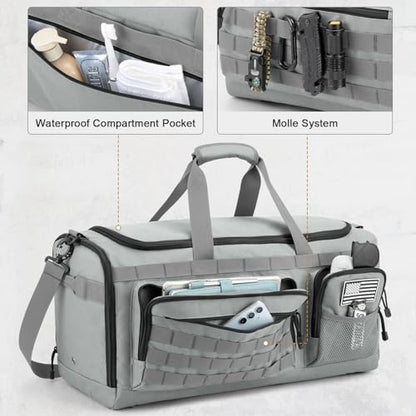G4Free 3-in-1 Duffle Bag Travel Gym Sports, Large Tactical Duffel Backpack - color: Grey
