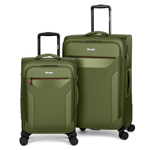 2-Piece Set(22/28in) Softside Luggage Sets,Expandable 20% - color: Green, size: 2-Piece Set (22 inch/28 inch)