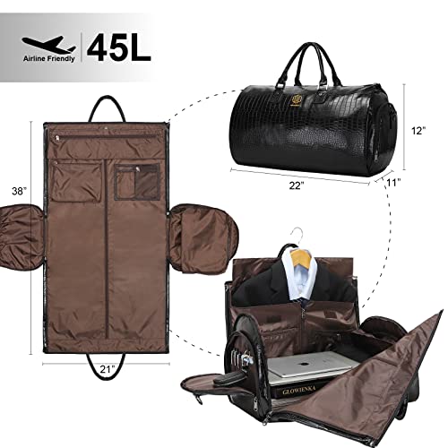Modoker Convertible Leather Garment Bag, Carry on Garment Bags for Travel Waterproof Garment Duffel Bag Gifts