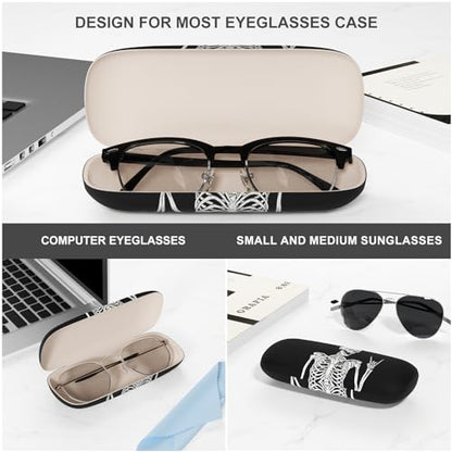 Eyeglasses Case, Portable Hard Shell Protective Case for Glasses, Eyeglass Holder Box for Women with Cleaning Cloth - color: Skeleton
