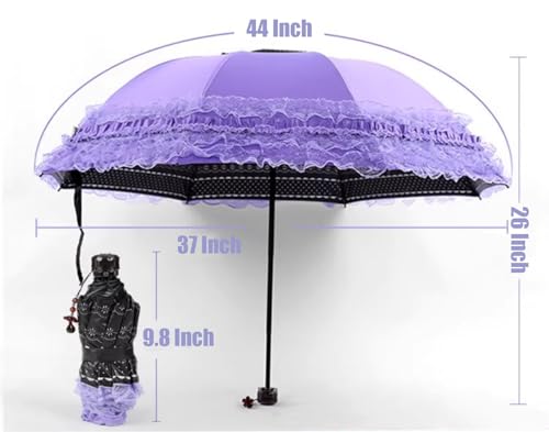 MizHome Folding Compact Umbrella for Women Lightweight Portable UPF 50+ Travel Parasol - color: Mint