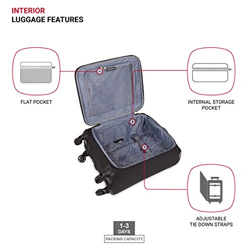 SwissGear 4010 Softside Luggage with Spinner Wheels, Black, Carry-On 18-Inch - size: Carry-On 18-Inch