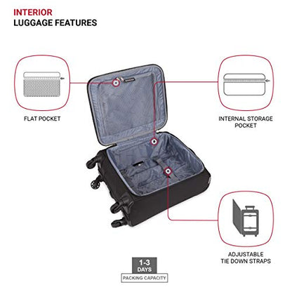 SwissGear 4010 Softside Luggage with Spinner Wheels, Black, Carry-On 18-Inch - size: Carry-On 18-Inch