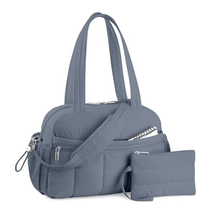 TOPDesign Travel Duffel Bag, Puffy Carry On Overnight, Gym Bag w/Wet Pocket - color: Blue Grey