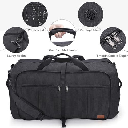 80L EXTRA LARGE Foldable Waterproof Travel Duffle Bag for Men and Women - color: Black, size: 80L
