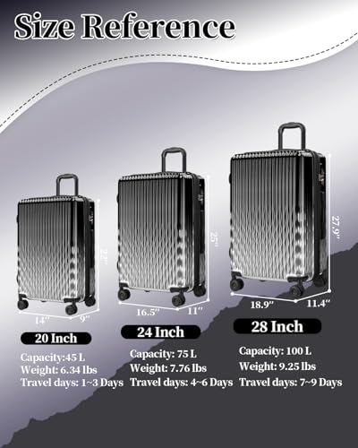Luggage Sets 2 Piece Expandable Suitcases Set, 20/28Inch - color: GlossyBlack, size: 2-piece(20"/28")