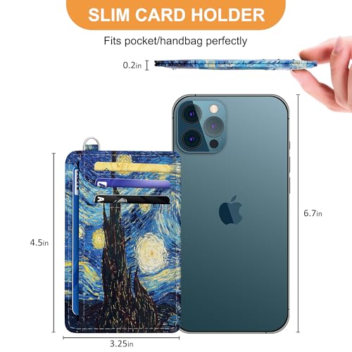 SEAVILIA Small Credit Card Holder for Women, Slim RFID Blocking Wallet - color: Starry Night
