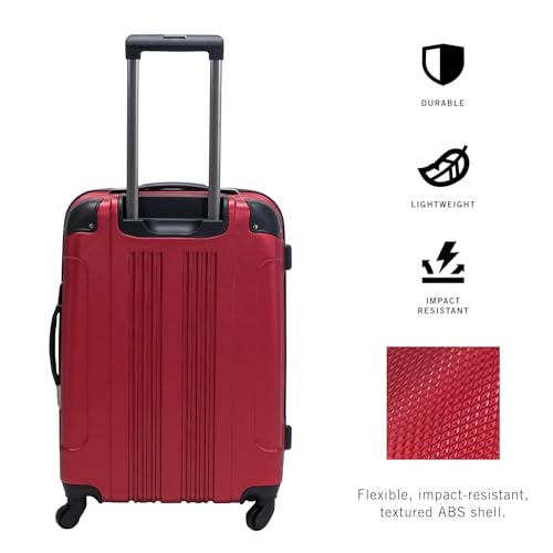 Kenneth Cole REACTION Out of Bounds Lightweight Hardshell 4-Wheel Spinner Luggage, Scarlet Red, 24-Inch Checked - color: Scarlet Red, size: 24-Inch Checked