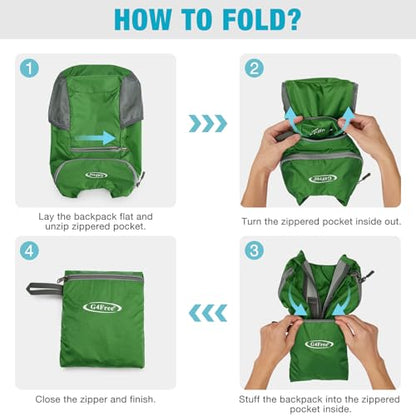 G4Free 10L Lightweight Packable Hiking Backpack, Nylon Daypack Daily Travel - color: Green, size: Small