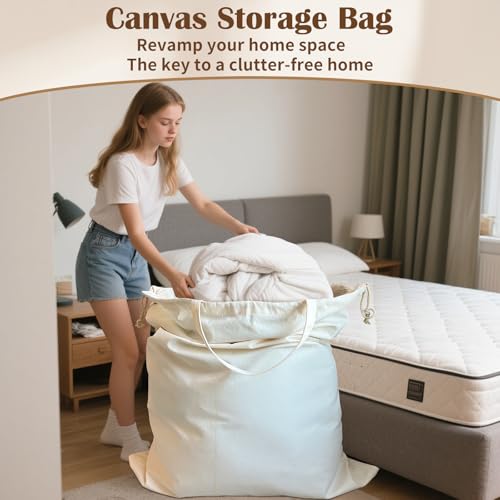 Canvas Laundry Bag Extra Large Heavy Duty Storage Bag 40"W x 35"H,XXL Beige - color: Beige, size: XXL 40"Wx35"H┃1 Pack