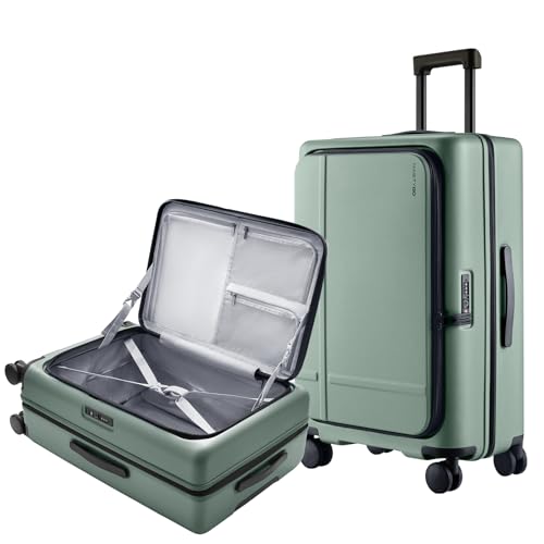 NINETYGO Medium Checked Luggage Flat Top Opening, 25 Inch, Sweet Journey - color: 05-Creamy Matcha Tea, size: Checked 25-Inch (Top Opening, 72L)