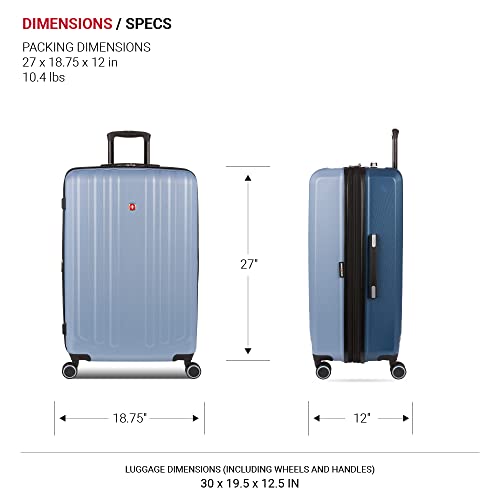 SwissGear Duet Expandable Luggage, Hard Shell Large Luggage with Spinner Wheels - color: Light Blue/Navy, size: Checked-Large 28-Inch