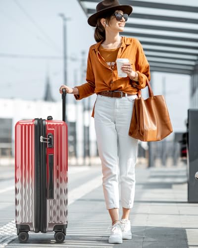 Luggage Sets 2 Piece Expandable Suitcases Set, 20/24Inch - color: GlossyRed, size: 2-piece(20"/24")