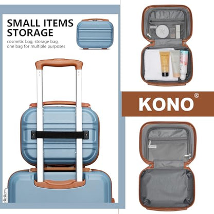Kono Carry On Luggage Set Airline Approved with Spinner Wheels - color: Apricot Blue, size: 2-piece Set (12/20)