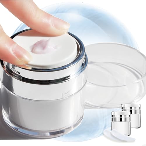 Airless Pump Jar - Refillable Travel Size Containers for Toiletries, Leak Proof Vacuum Lotion Dispenser for Moisturizer, Cream & Skincare, TSA Approved Travel Bottles Set (15/30/50ml) - size: 30ml+30ml