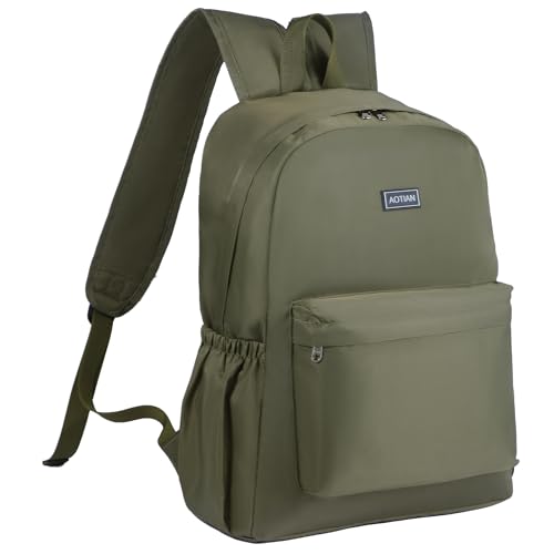 AOTIAN Large Backpack, Men Women Casual Daypack for College Travel Work - color: Green - 17 Inch