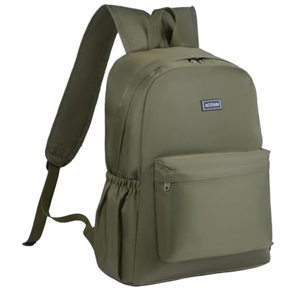 AOTIAN Large Backpack, Men Women Casual Daypack for College Travel Work - color: Green - 17 Inch