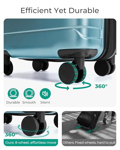 BAGSMART Carry-On Luggage 20" Expandable Spinner 22x14x9,Teal Blue - color: Teal Blue