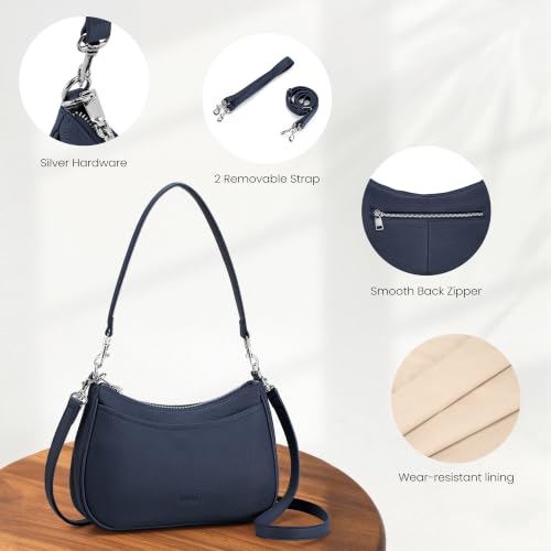 befen Genuine Leather Crossbody Bags for Women, Anti Theft Shoulder Purse - color: Navy Blue
