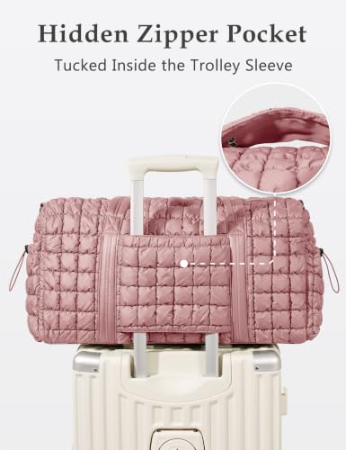 Quilted Travel Duffle Bag Puffer Weekender Bag Overnight Bag Duffel Gym Bag - color: Dusty Rose