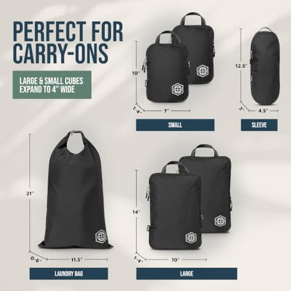 TRIPPED Travel Gear Compression Packing Cubes for Carry-On Travel 6-Pack - color: Black, size: 6 Piece