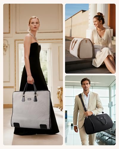 LOVEVOOK Garment Bags for Travel,3 in 1 Garment Duffle Bags with Shoe Pouch - color: Black-1, size: Large-3 Pcs