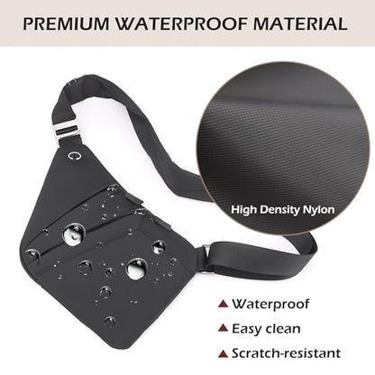 Anti Theft Crossbody Bags for Women Men, Multi-Pocket Shoulder Bag, Slim Sling Bags with 2 RFID Blocking Card - color: Left Shoulder-black