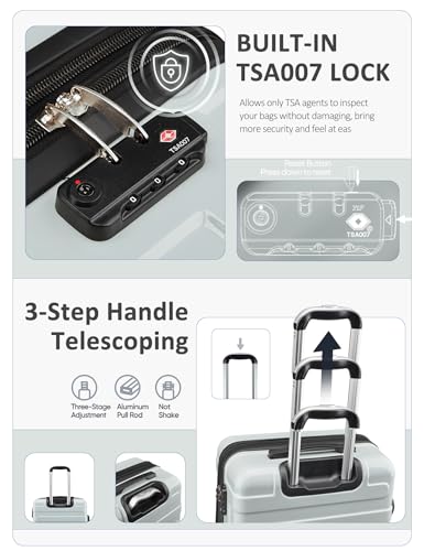 Tolino Checked 24 In Expandable Luggage Hardside Suitcase with Wheels | Lightweight Gradient PC+ABS Hardshell | Smooth 360° Spinner Wheels | Expands 20% | TSA Lock - color: Mystic Haze, size: M(24 In)