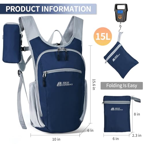 Small Hiking Backpack Packable Lightweight for Women Men - color: Navy Blue, size: 10L