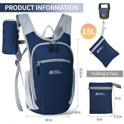 Small Hiking Backpack Packable Lightweight for Women Men - color: Navy Blue, size: 10L