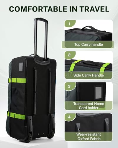 Gonex Rolling Duffle Bag with Wheels, Water-Repellent Nylon, 30 in, Olive - color: Dark Green