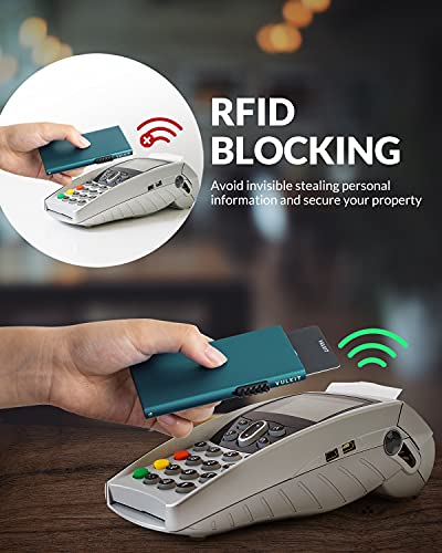 VULKIT Minimalist Credit Card Holder Pop Up Cards RFID Protection Slim Metal Wallet - color: Emerald Green